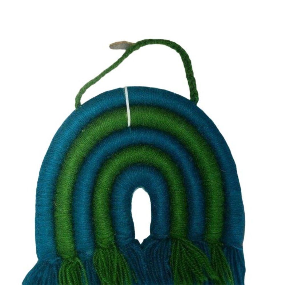 Boho woven macrame Rainbow Green blue Wall Hanging Decor decorations